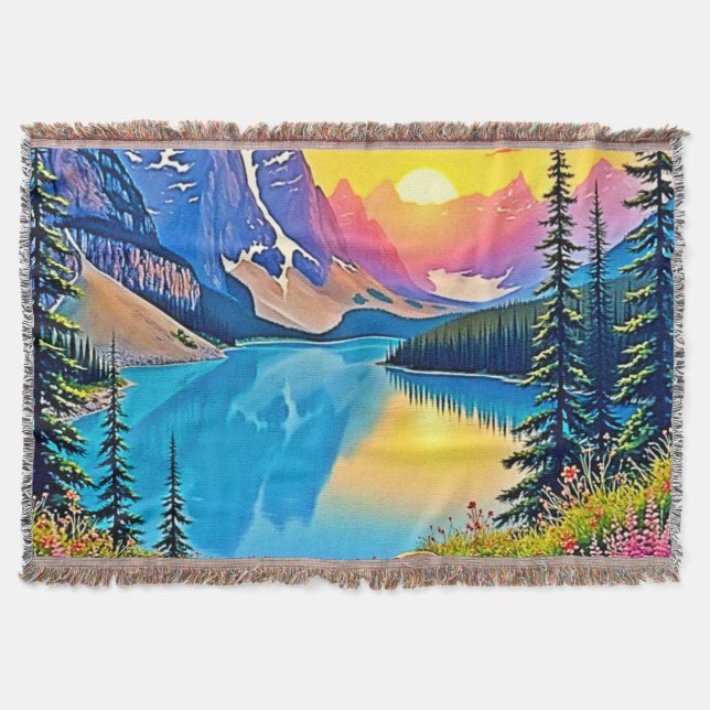 Couverture Sunset Mountain Lake Majesty Art (Devant)