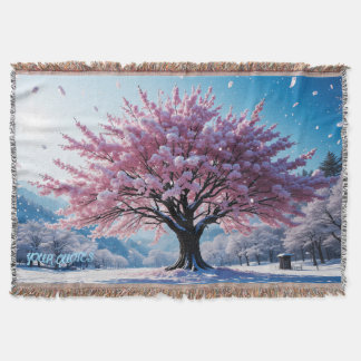 Couverture Surreal Cherry Blossom Tree in Snowy Landscape