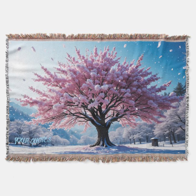 Couverture Surreal Cherry Blossom Tree in Snowy Landscape (Devant)
