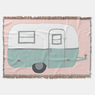Couverture Sweet Vintage Trailer Camper RV en rose