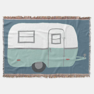 Couverture Sweet Vintage Trailer Camper RV sur bleu profond