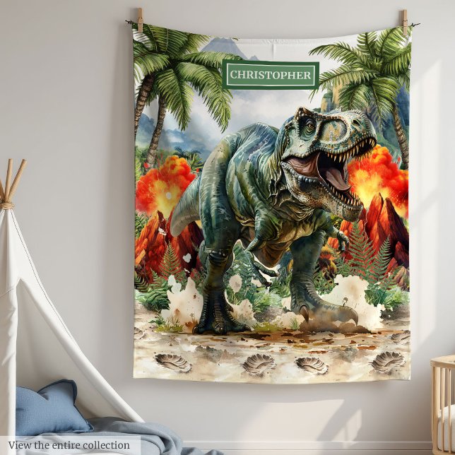 Couverture T-Rex unique Nom personnalisé Garçons (Unique T-Rex Blanket Personalized Name Boys)