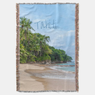 Couverture Tahiti Sand Beach Ciel bleu Palmiers