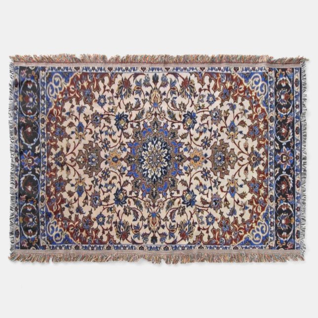 Couverture Tapis bleu turc oriental antique Perse (Devant)