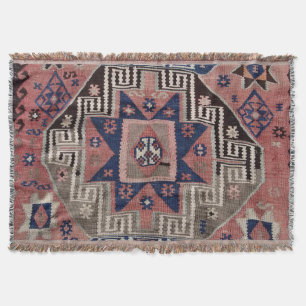 Couverture Tapis Kilim Oriental Antique Bleu  Rouge