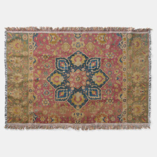 Couverture Tapis persan asiatique Kashan or rouge