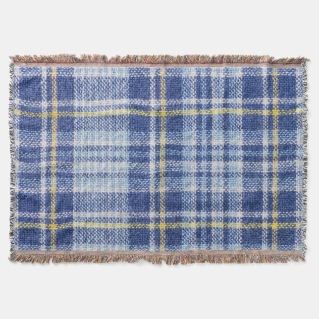Couverture Tartan jaune bleu : Plaid tendance (Devant)