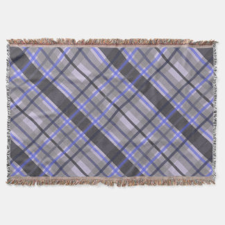 Couverture Tartan Moderne Bleu Chameau Noir Motif