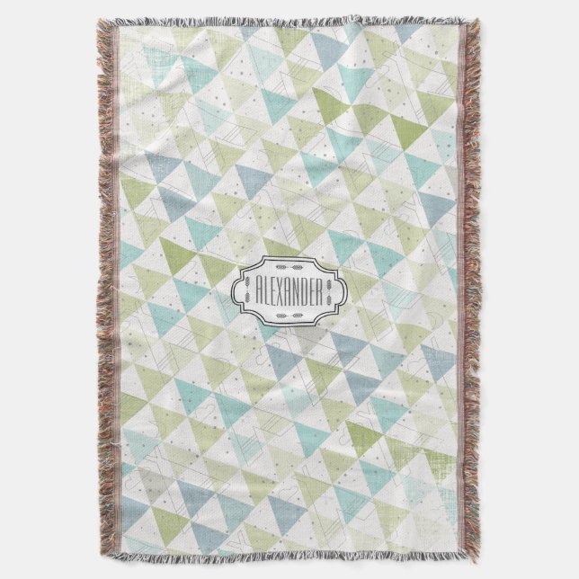 Couverture Teepee Aqua Vert et gris Lune Nuages Lodge Boys (devant Vertical)