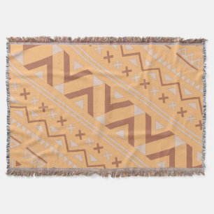 Couverture Terracotta Aztec Herringbone Style bohème moderne