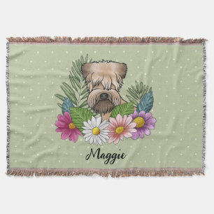 Couverture Terrier Wheaten à poil doux avec fleurs et nom