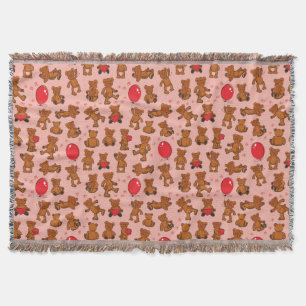 Couverture Texture avec le nounours, coeurs