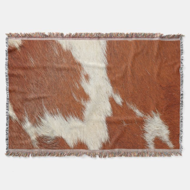 Couverture Texture de cuir de vache marron et blanc (Devant)