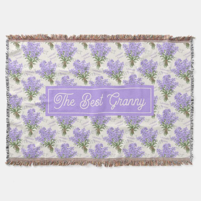 Couverture The Best Granny Lavender Floral Cozy Fleece Blanke (Devant)