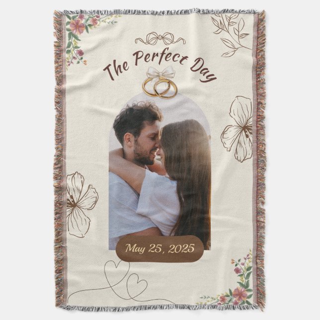 Couverture The Perfect Day Custom Wedding Pic w/Rings & Date (devant Vertical)