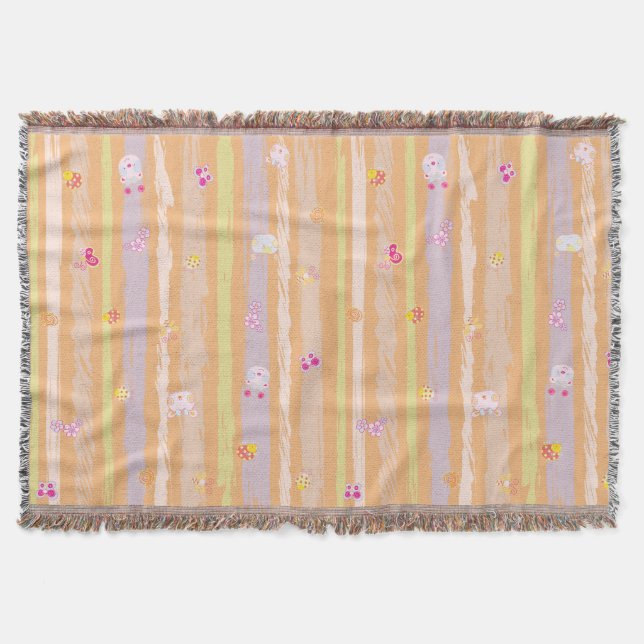Couverture Throw Blanket – Baby Joy & Creatures Pastel Animal (Devant)