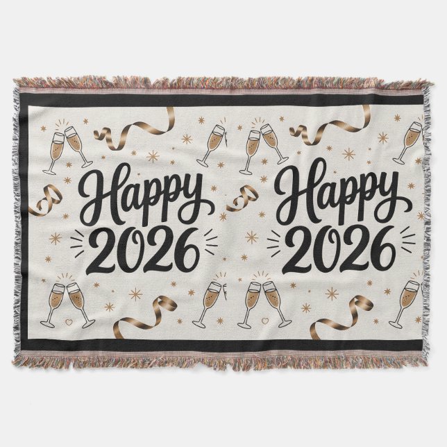 Couverture Throw Blanket-Happy New Year 2026 (Devant)