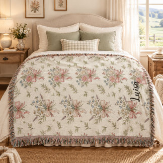 Couverture tissée à nœud floral vintage
