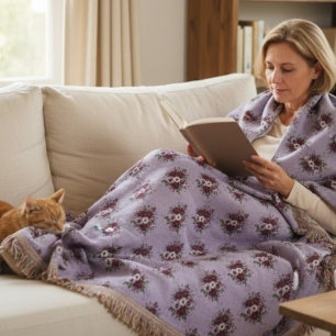 Couverture Tissée bouquet de Violettes Throw Blanket