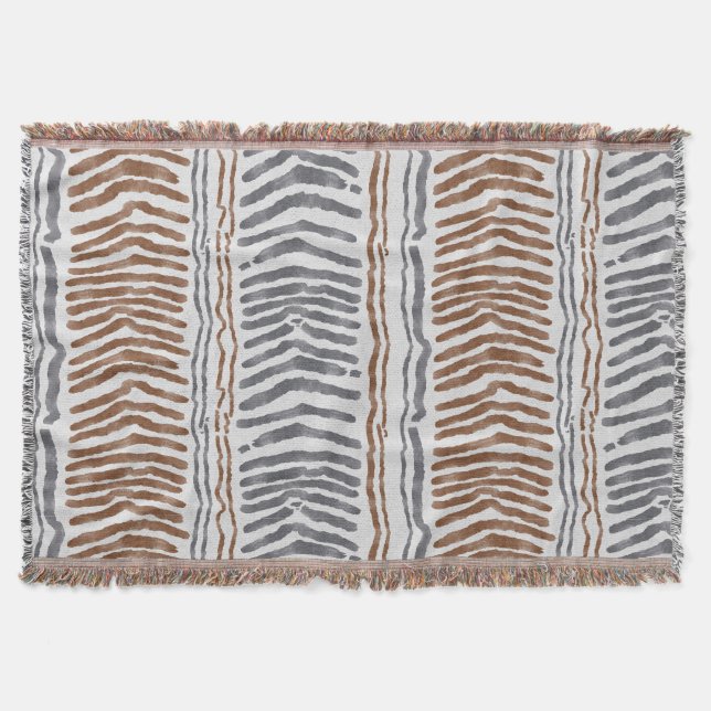 Couverture tissée moderne grise marron (Devant)