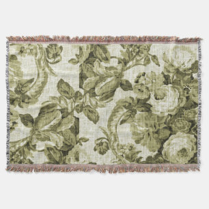 Couverture Tissu floral botanique vintage de Toile de vert