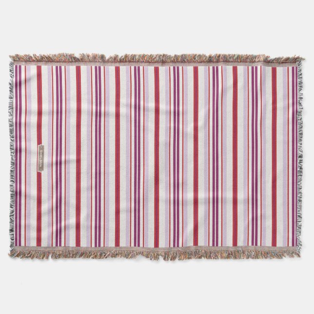 Couverture Tissu moderne chic rouge et violet rayures (Devant)