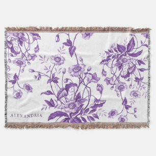 Couverture Toile de Jouy Violette Personnalisée Vintage