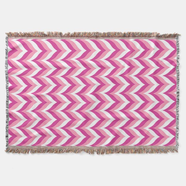 Couverture Tons Rose Et Blanc Zigzag Chevron Motif (Devant)
