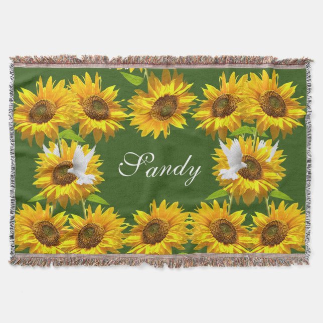 Couverture Tournesol Floral Dove Jetée Blanket (Devant)