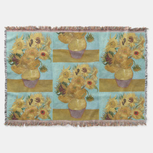 Couverture Tournesols de Van Gogh - Impressionnisme Bleu & Ja