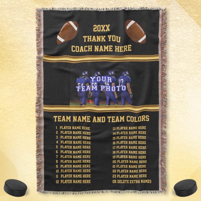 Couverture Tous les noms de joueurs, photo sur des cadeaux (Hockey Blanket. Personalized hockey gifts for players. Senior night hockey ideas. All players names.)