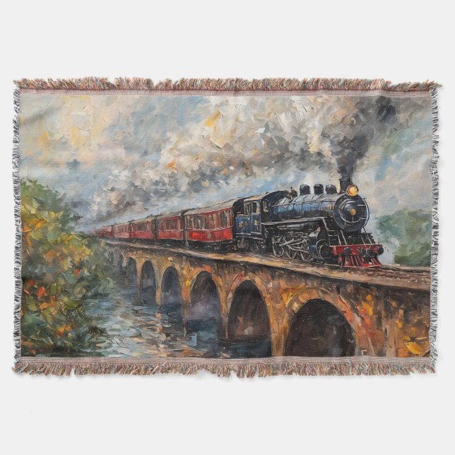 Couverture Train à vapeur sur un pont - Peinture à l'huile (Devant)