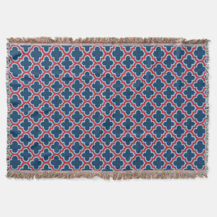 Couverture Trellis marocain bleu et rouge, treillis, Quatrefo