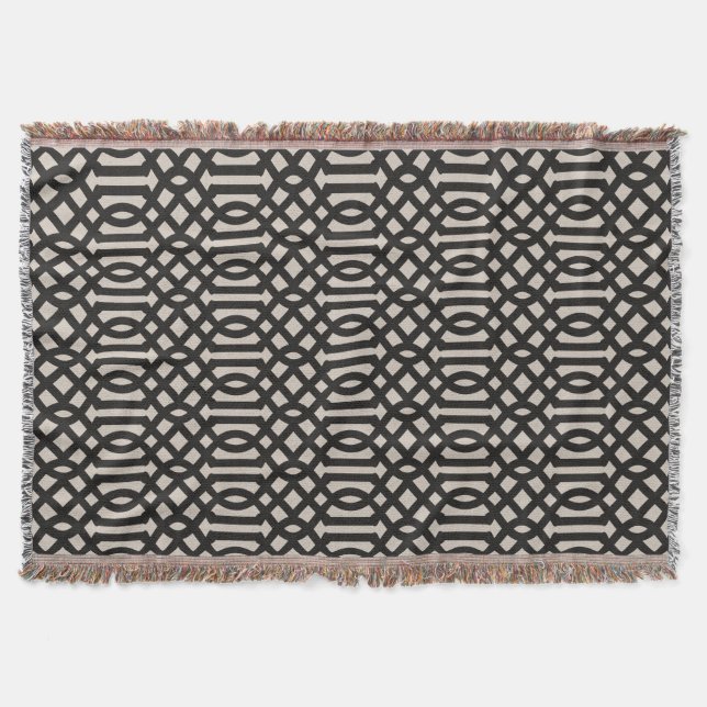 Couverture Trellis noir et ivoire | Ferme moderne (Devant)