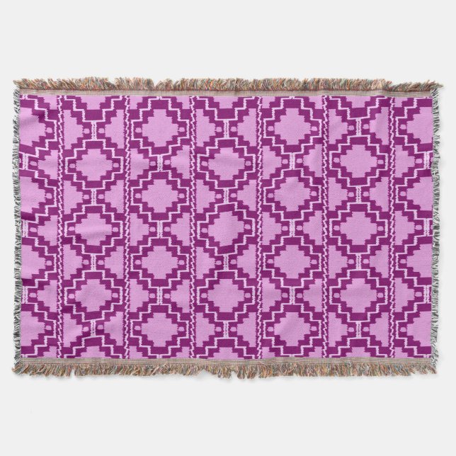 Couverture Tribal aztèque d'Ikat - pourpre et violette (Devant)