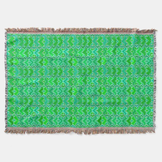 Couverture Tribal Batik Print, Jade Green et Lime Green (Devant)