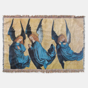 COUVERTURE TROIS ANGELS DE NOËL EN BLEU