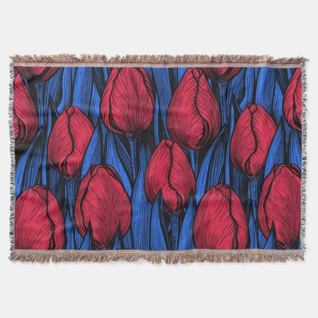 Couverture Tulipes en rouge et bleu (Devant)