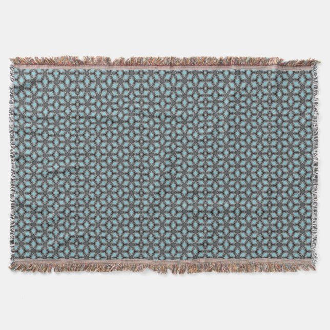 Couverture Turqouise Gris Motif Moderne (Devant)