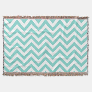 Couverture Turquoise Aqua White Large Chevron ZigZag