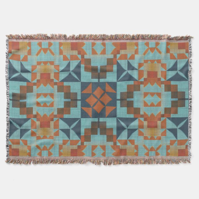 Couverture Turquoise bleu turquoise rouille orange Brown art  (Devant)