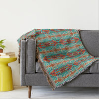 Turquoise Burnt Orange Brown Mosaic Motif