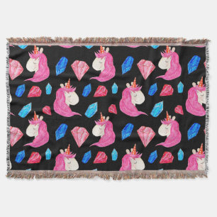 Couverture Unicorne, cristaux : magique motif aquarelle.