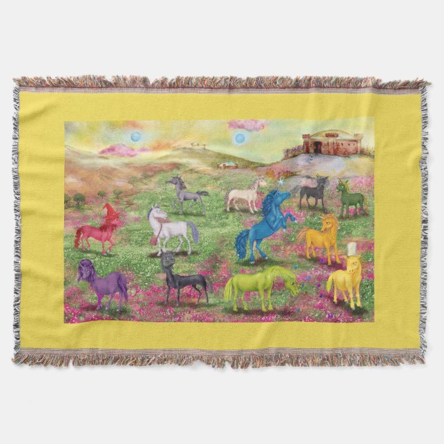 Couverture Unicornes De La Forme Fringe Unimaise - Jaune (Devant)