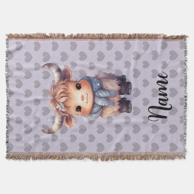 Couverture Vache et coeurs d'hiver mignons (Devant)