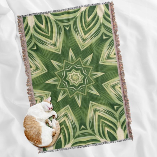 Couverture verdure abstraite botanique palmier tropical feuil (greenery abstract botanical tropical palm leaves throw blanket)