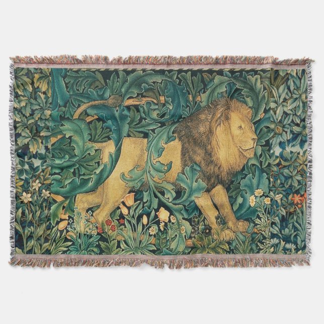 Couverture VERDURE, ANIMAUX FORESTIERS LION Floral (Devant)