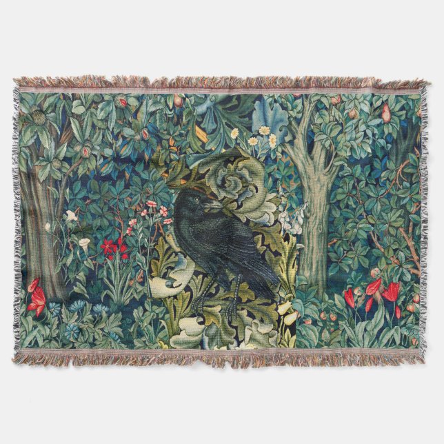 COUVERTURE VERDURE, ANIMAUX FORESTIERS, RAVÉS EN FLORAL VERT (Devant)