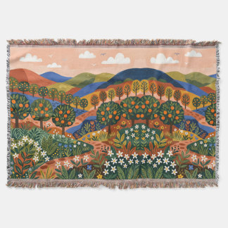 Couverture Verger Citron Terracotta & Cobalt