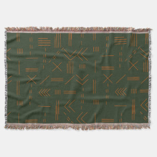 Couverture Vert orange Terracotta Magnifique Motif géométriqu